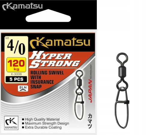 

5x Krętlik Z Agrafką sumowy nr 3/0 90kg Kamatsu