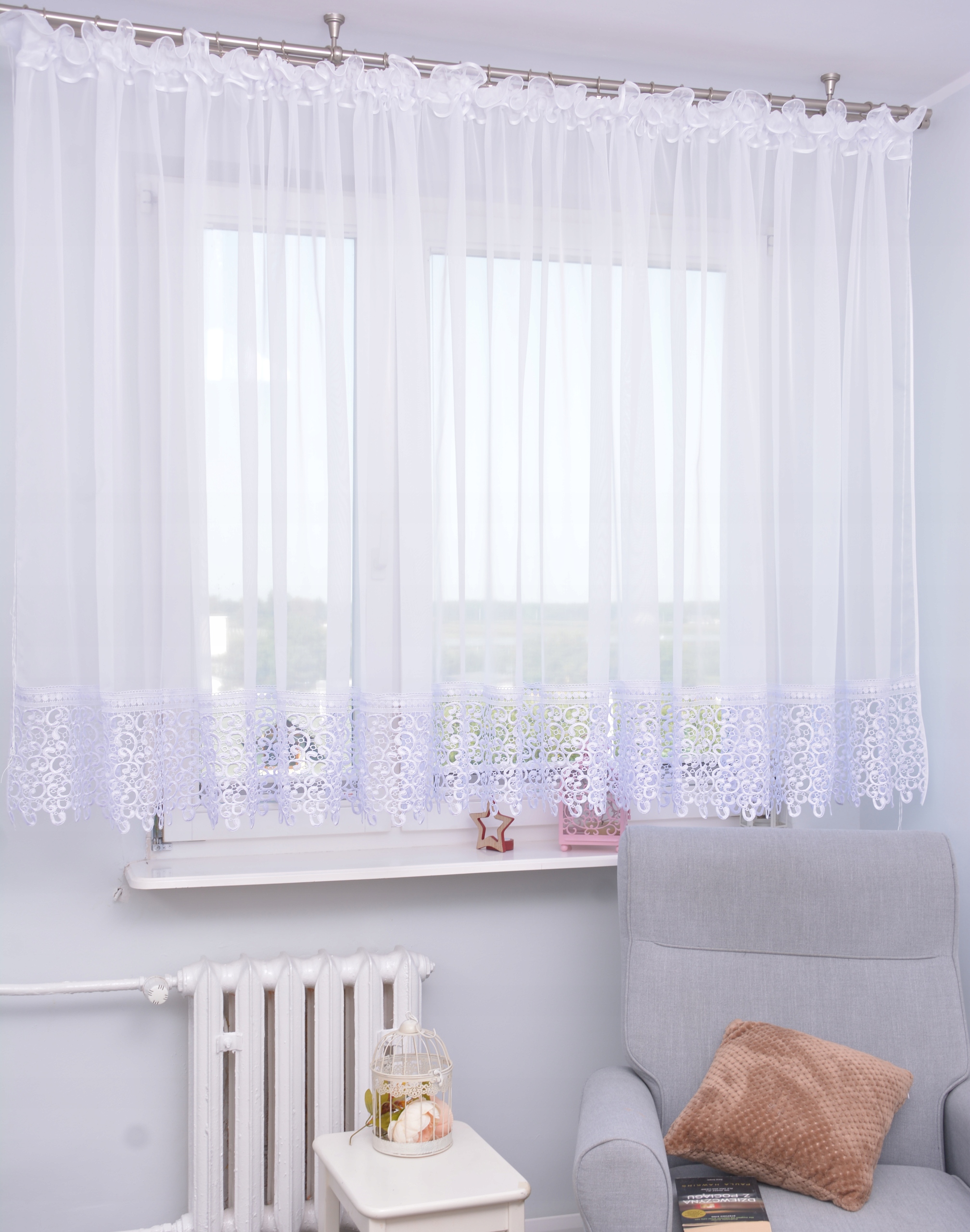 FIRANA PROSTA GOTOWA GIPIURA 200X180 KORONKA Wzór gładki