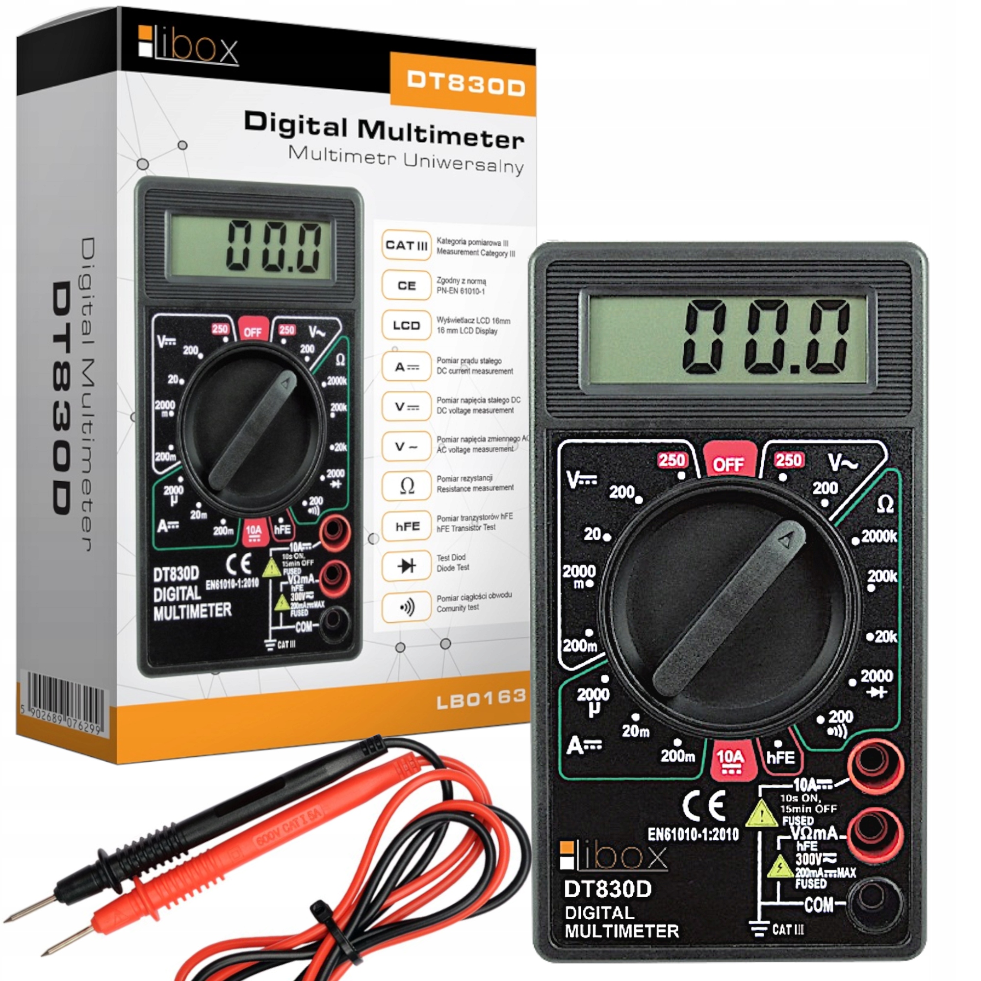 

Cyfrowy Miernik Multimetr Prądu LCD Igłowy +bateri