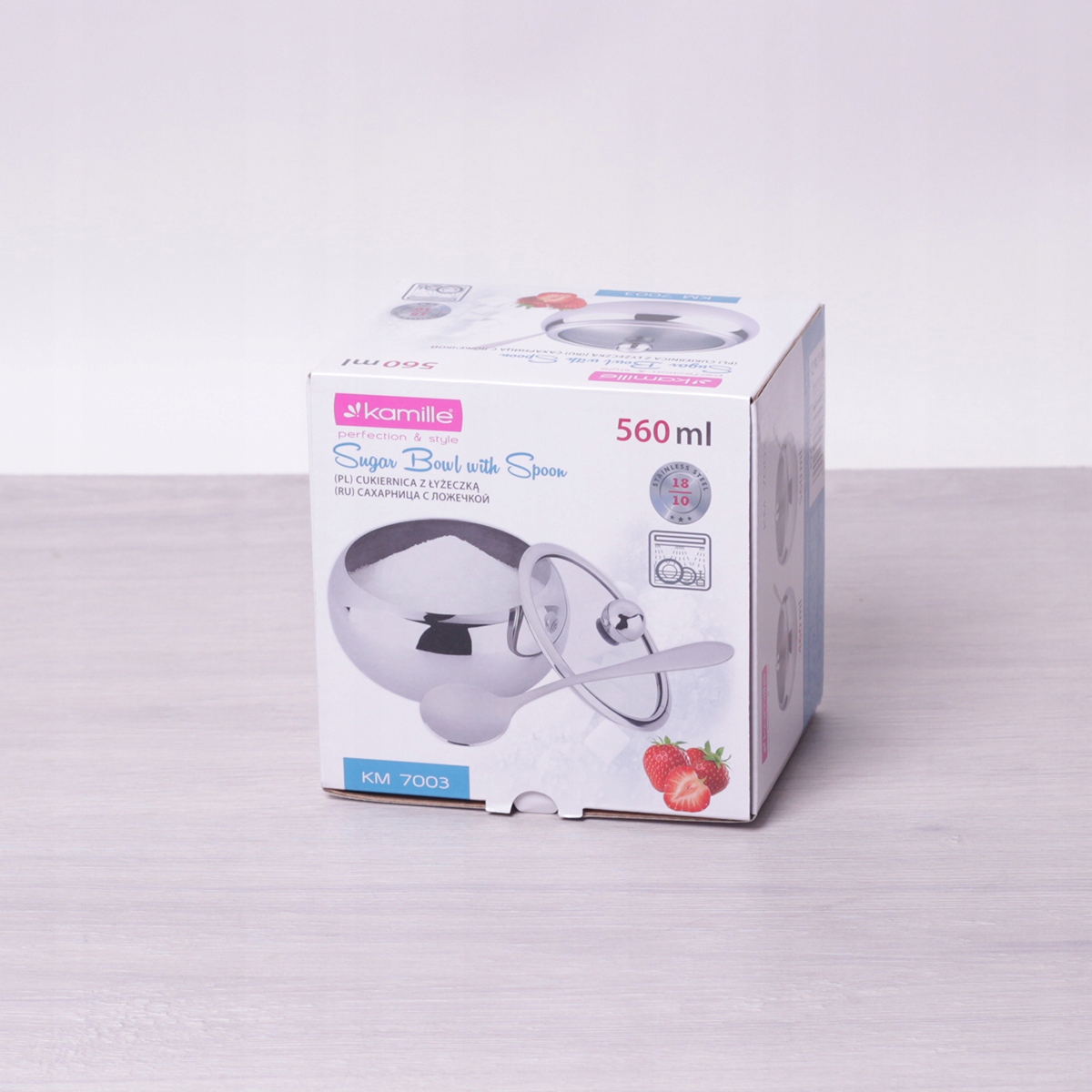 CUKIERNICA STALOWA z ŁYŻECZKĄ CUKIERNICZKA KAMILLE Kod producenta 7003