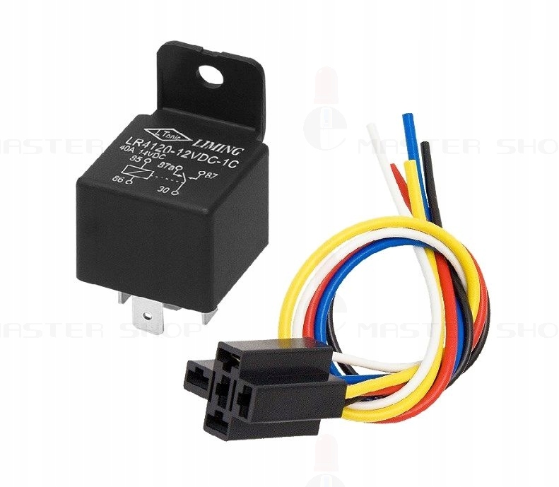 PRZEKAŹNIK AUTOMAT ŚWIATEŁ DZIENNYCH WŁĄCZNIK DRL + GNIAZDO 5 PIN 40A 12V