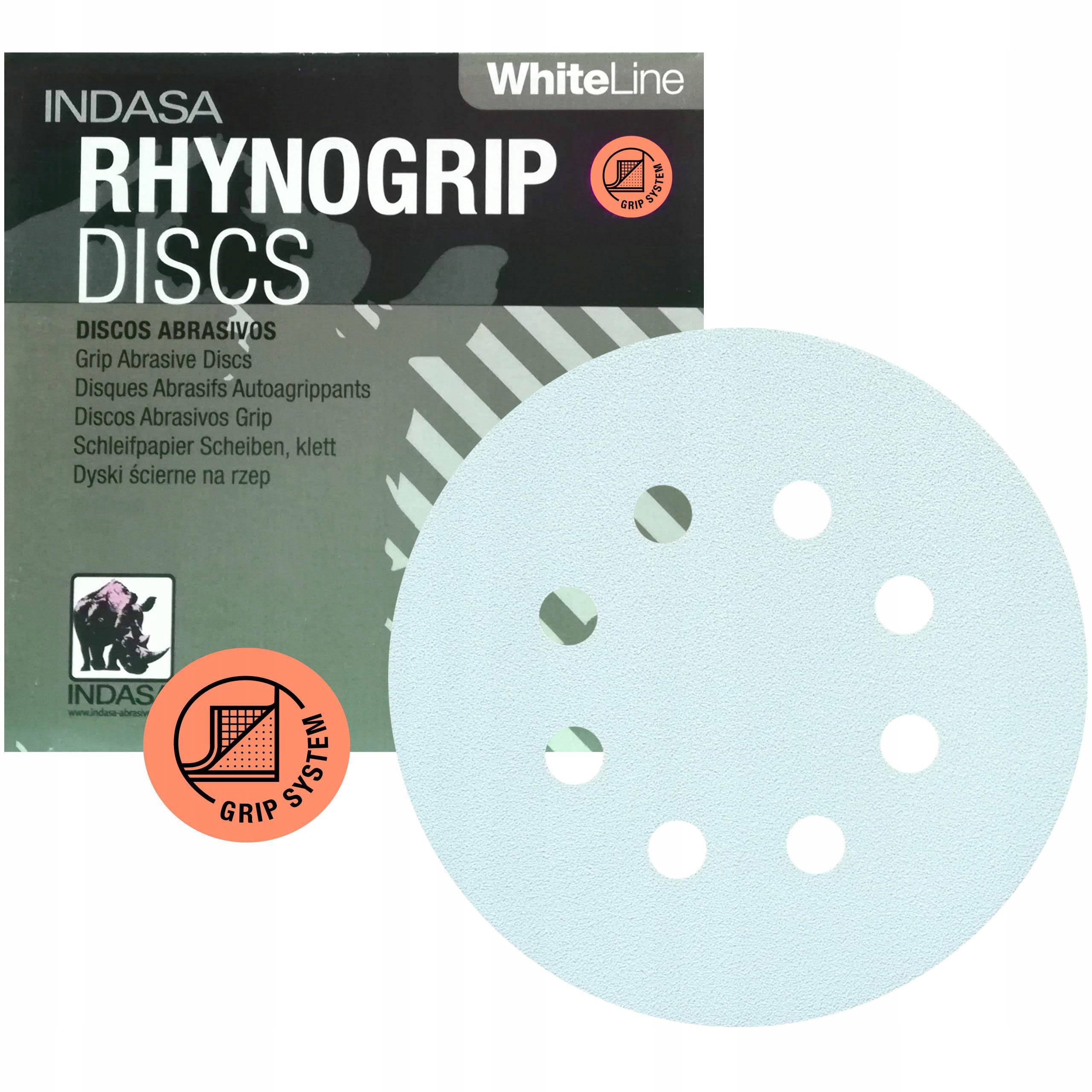 Indasa White Line Krążek Na Rzep Papier Ścierny Dysk 125MM P40 8H 50SZT