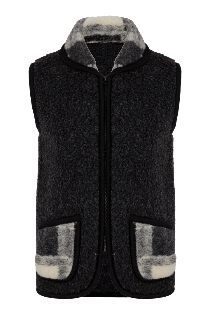 KAMIZELKA WEŁNIANA Z KOŁNIERZYKIEM, MERYNOS, M