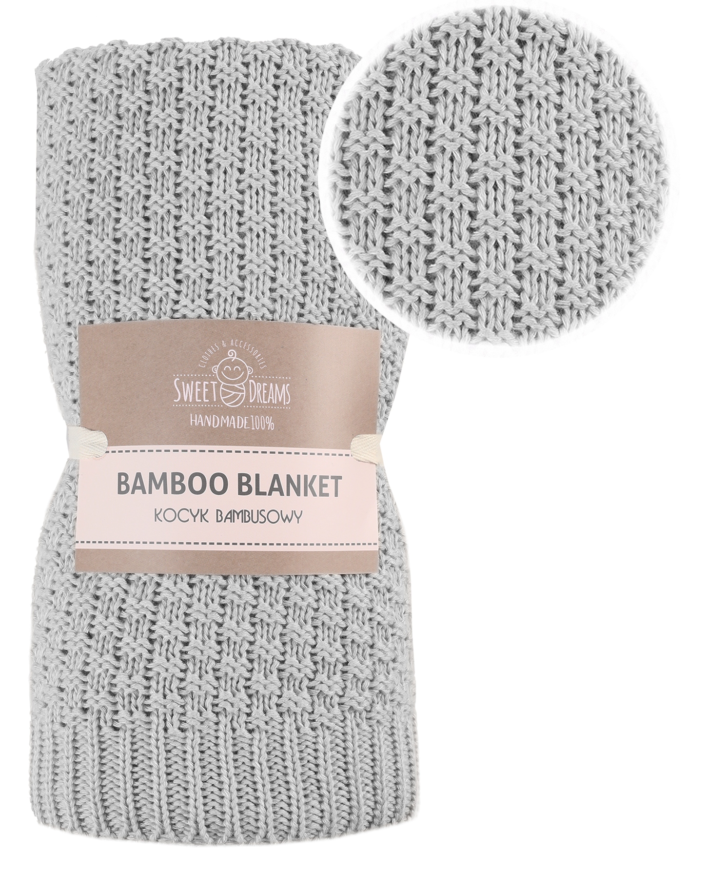 

Tkany Kocyk Bambusowy Bawełniany Eko 80x100 Szary