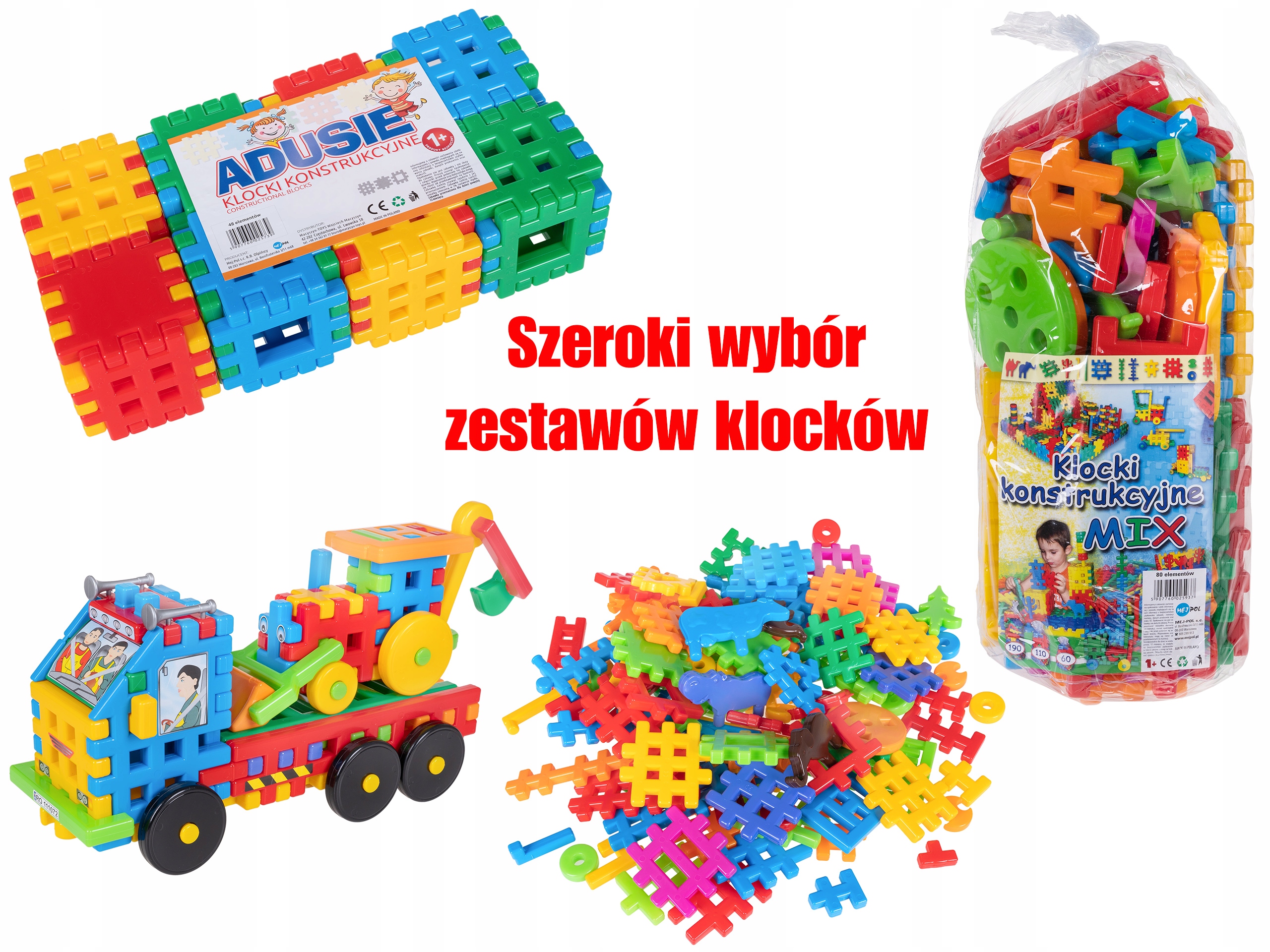 KLOCKI WAFLE konstrukcyjne 60 el MIX dla dzieci Rodzaj zestaw