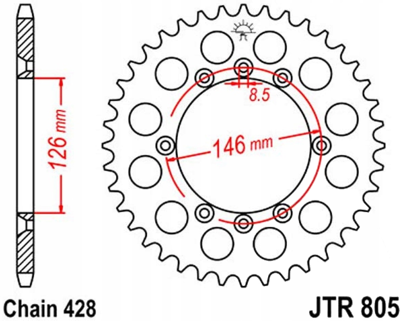 Zadní ozubení 428 Jtr 50Z Suzuki Dr 125 Sm 08-13