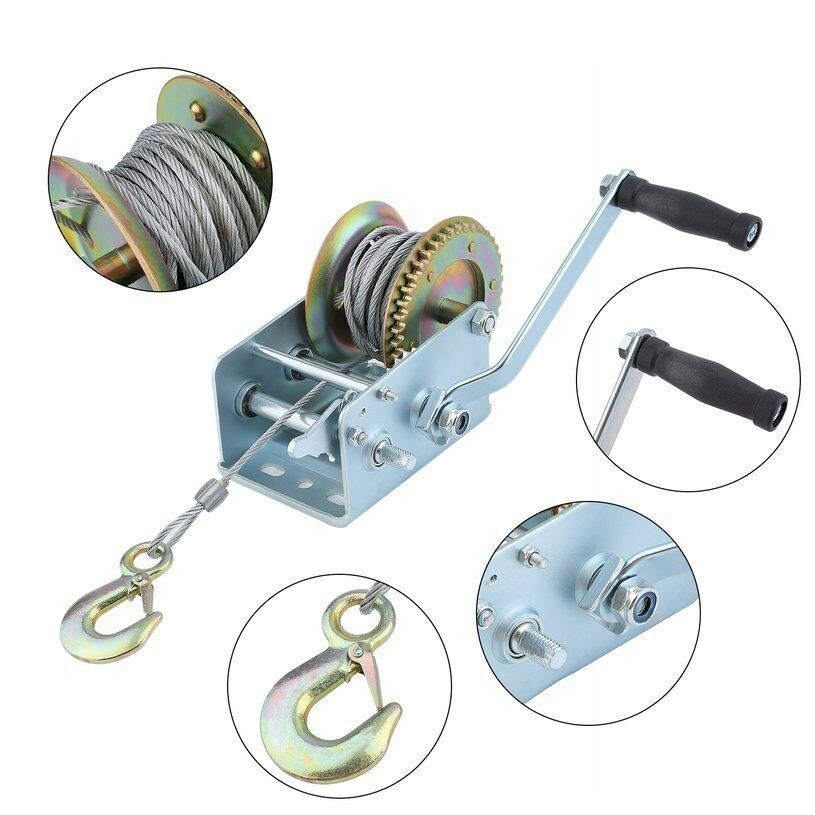 WYCIĄGARKA WCIĄGARKA RĘCZNA KORBOWA LINOWA 1125 kg 2500 LBS EAN (GTIN) 5907589363791