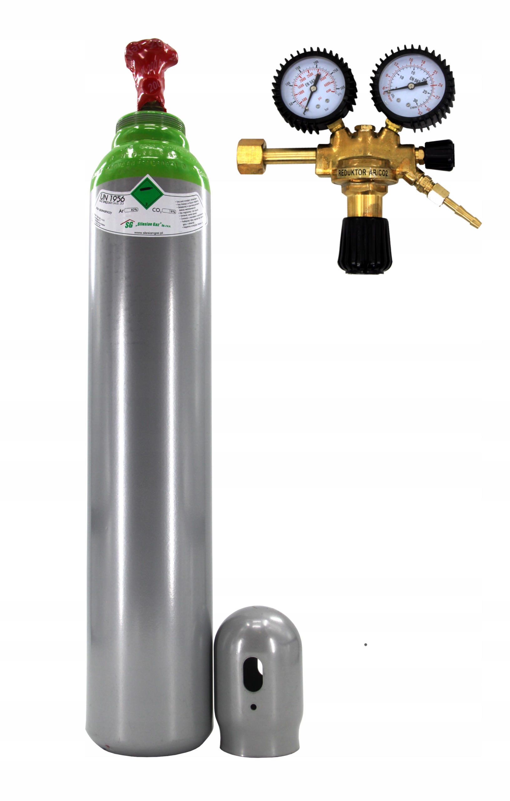 Set Lahev MIX AR/CO2 200bar 8L Reduktor Ar/CO2 maxi 2 manometry