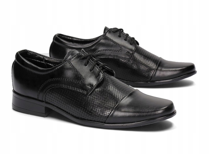 Buty Komunijne Chłopięce Półbuty Wizytowe Czarne Skóra 01K Rozmiar 35 Rozmiar (new) 35