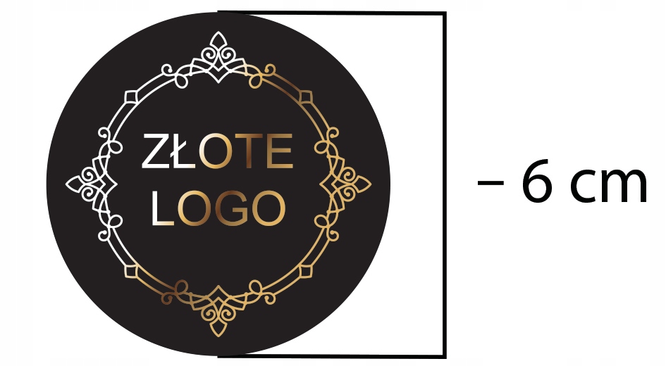 

Naklejki Ze Złotym Logo etykiety 6cm 250 szt złote