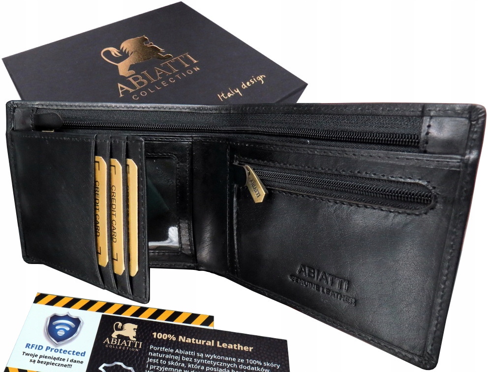 

Skórzany Portfel Męski Abiatti Antykradzieżowy !!