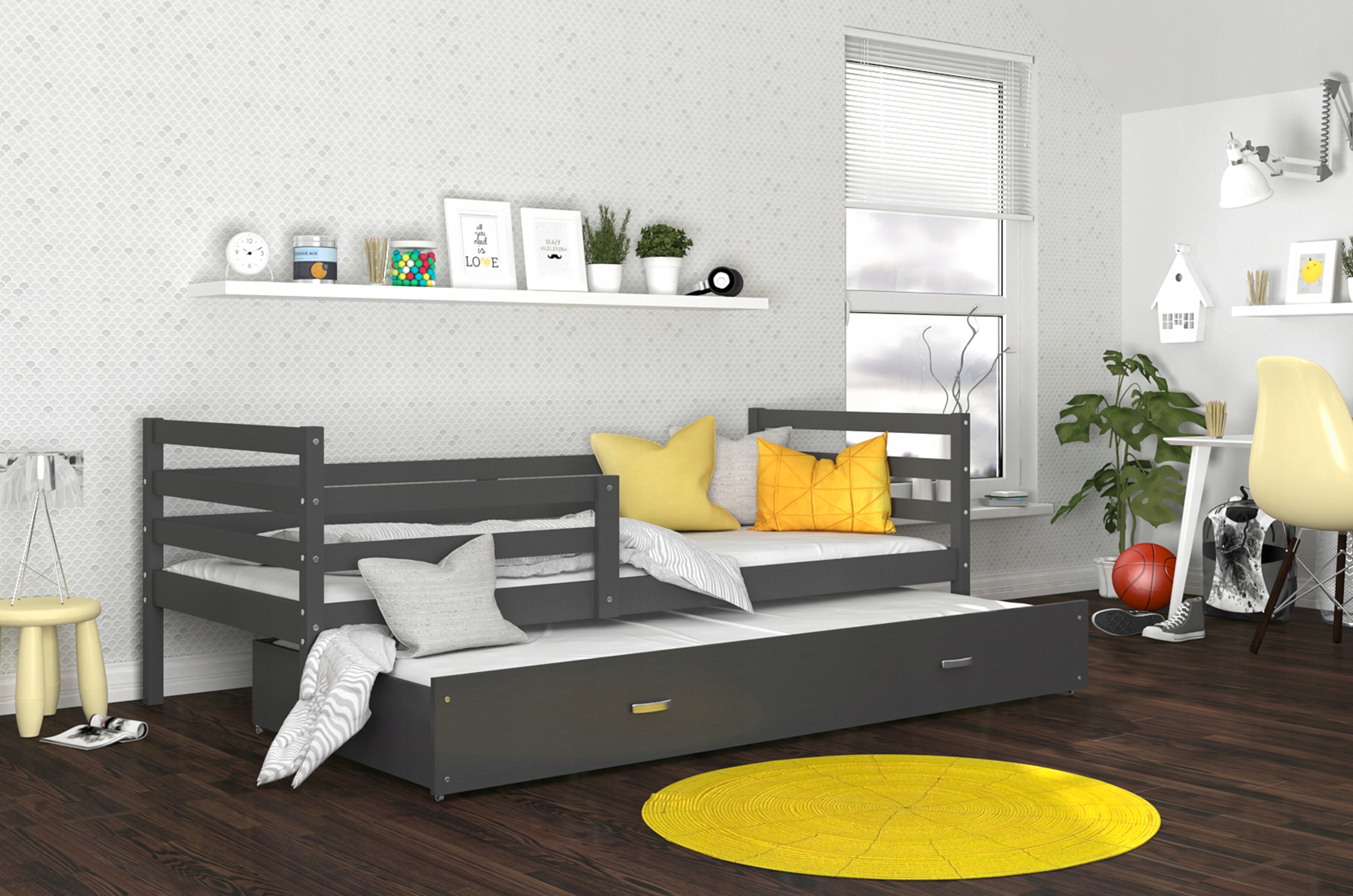 Łóżko dziecięce 200x90 białe zielone JACEK P2 Szerokość produktu 90 cm