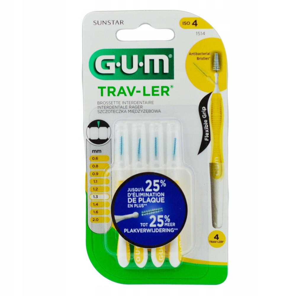 

Gum Trav-ler Szczoteczki Międzyzębowe Żółte 1,3mm