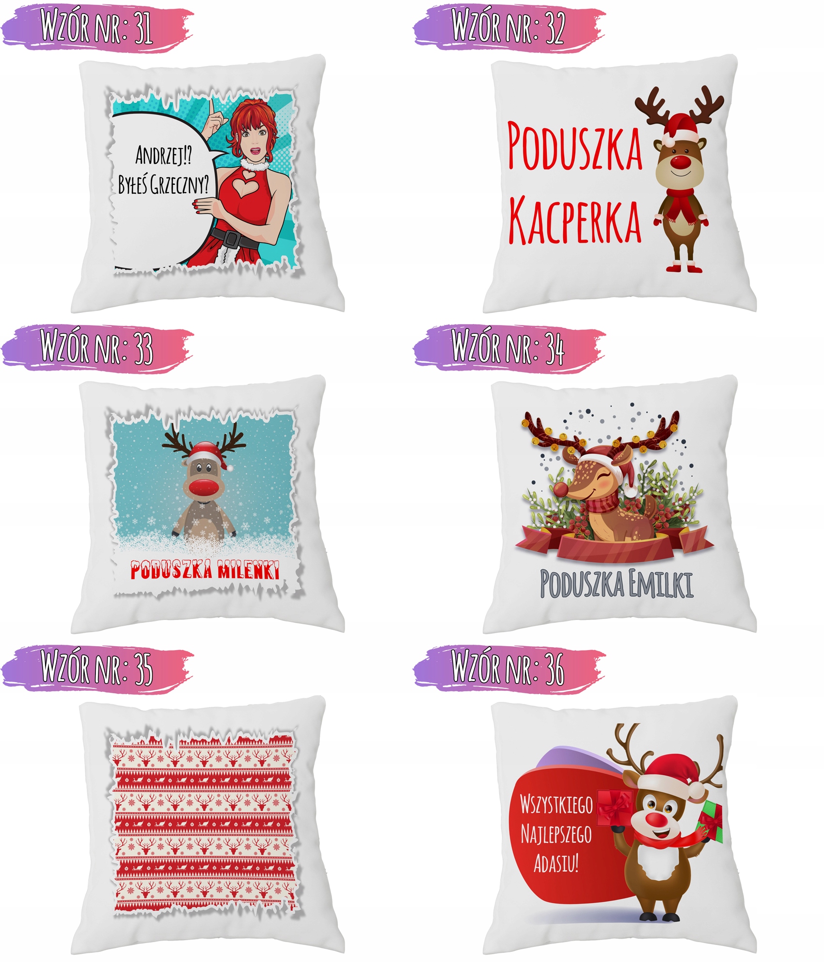 PODUSZKA PREZENT ŚWIĘTA MIKOŁAJKI Z IMIENIEM Długość 40 cm