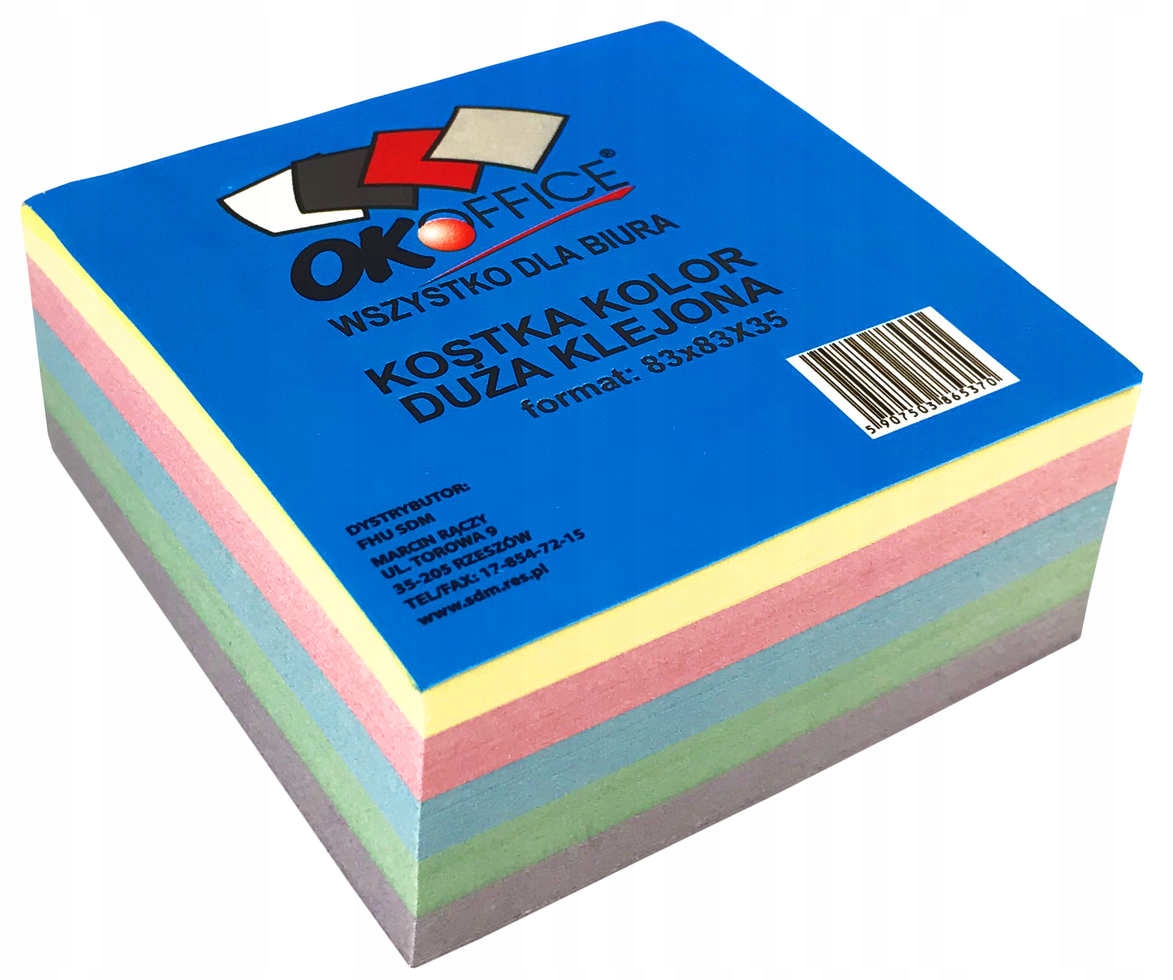 

Kostka biurowa kolorowa klejona 83x83x35mm