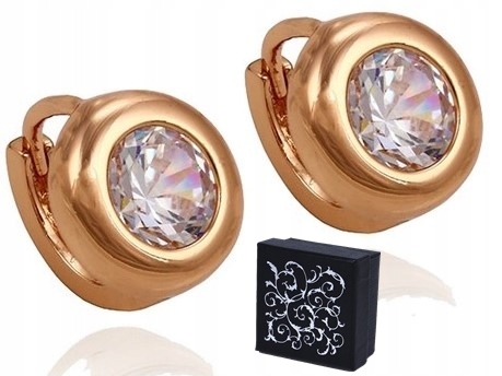 

Złote Kolczyki Puff Krysz. Swarovski Pudełko