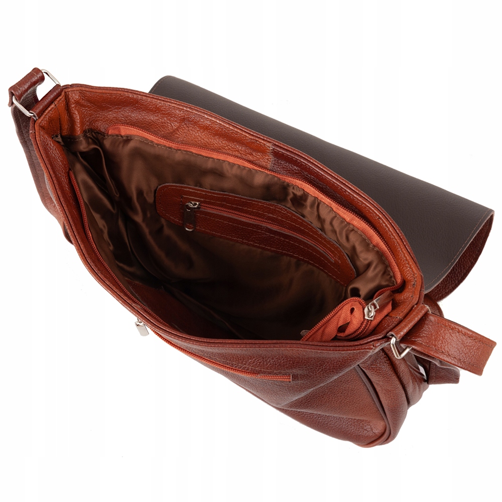 BRĄZOWA TOREBKA ZE SKÓRY LISTONOSZKA SKÓRZANA A4 Kolor brązowy