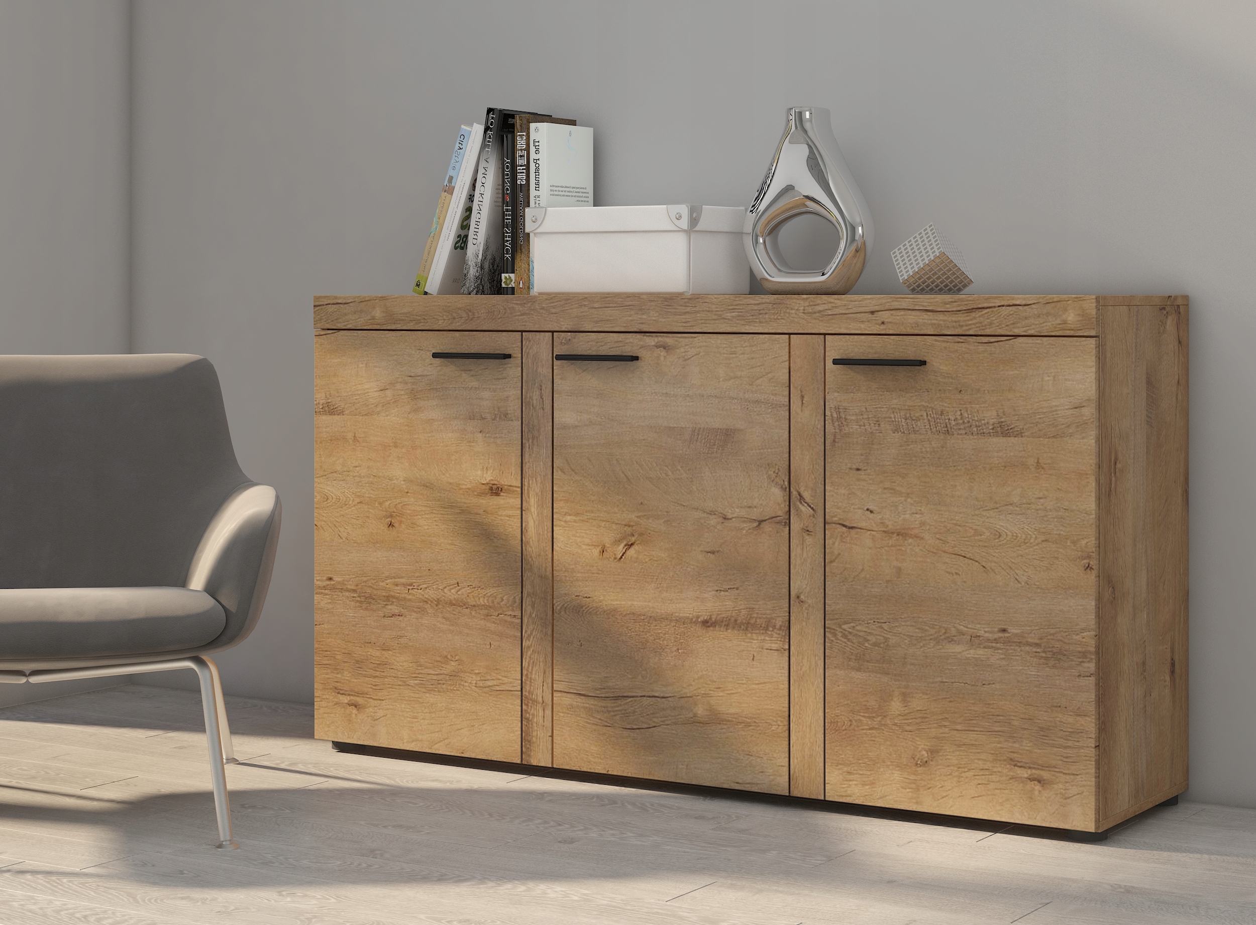 Komoda Rumba 3F Dąb Sonoma Głębokość mebla 40.3 cm