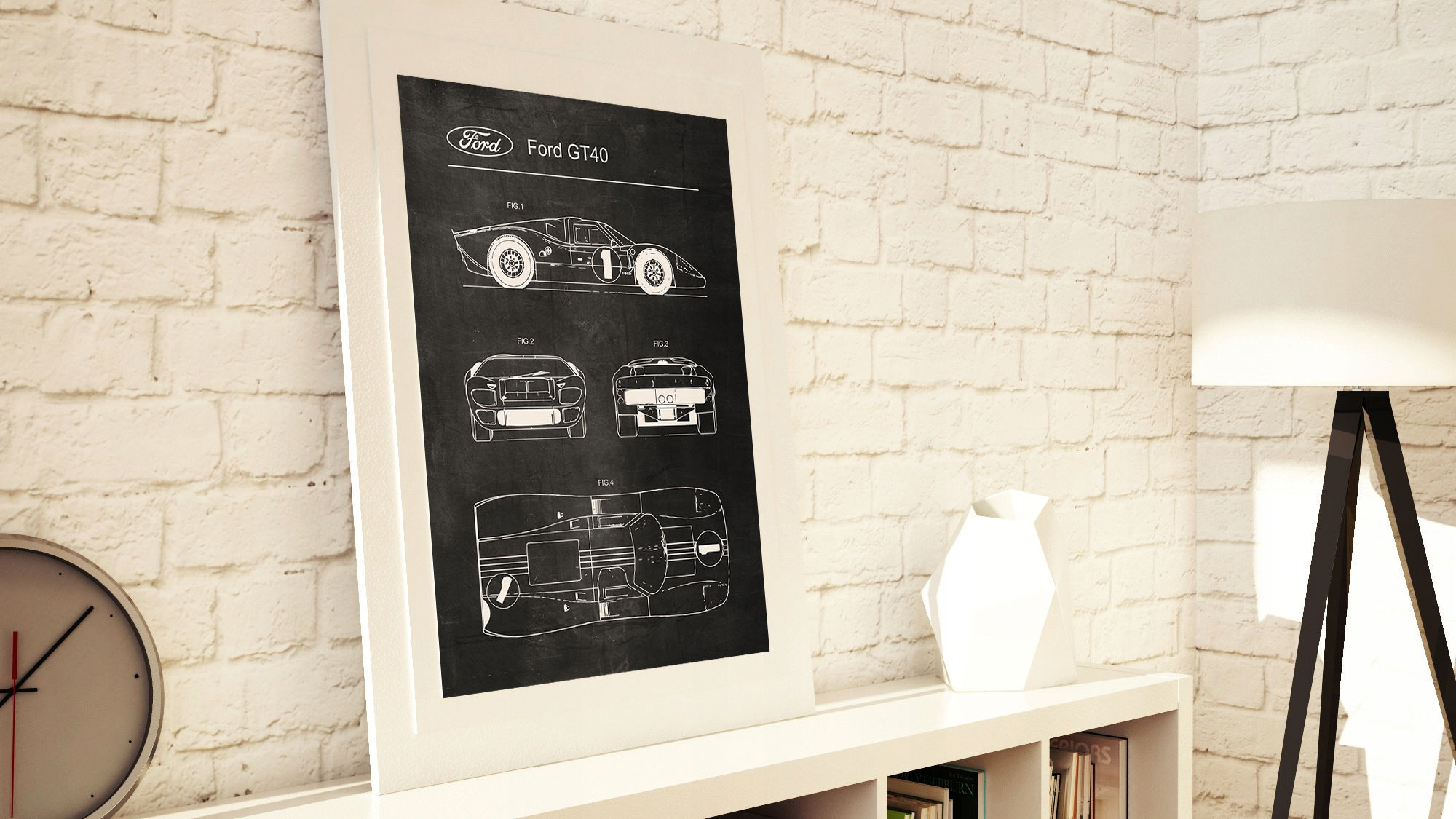 Plakat Ford GT40 Retro Patent Schemat Rodzaj bez ramy