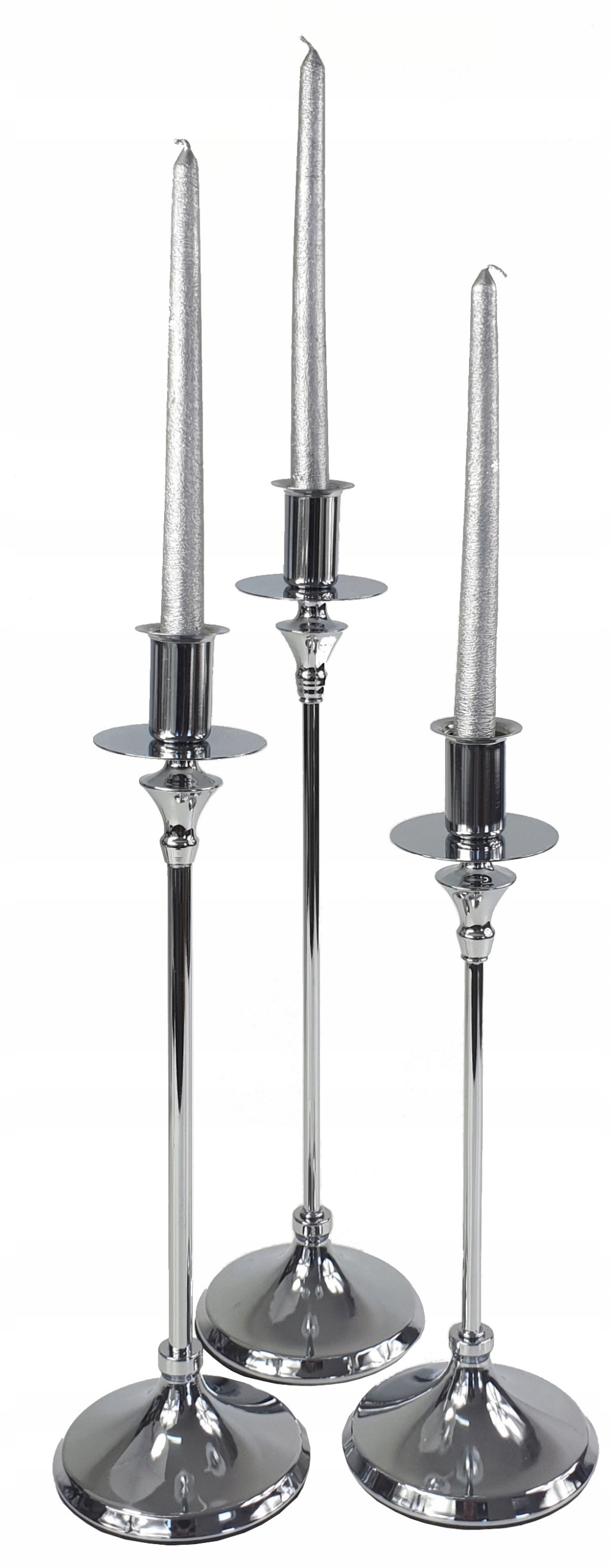 ŚWIECZNIKI ZESTAW 1-2-3 świecznik CHROM lampion