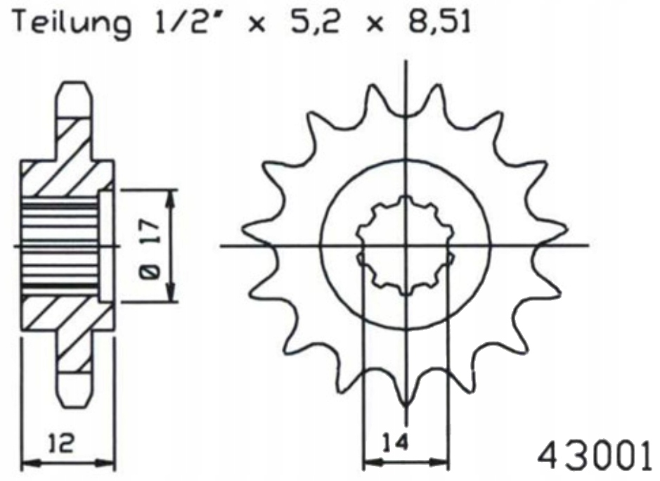Přední ozubené kolo Esjot 10-14Z Gilera Gsm 50 02-03