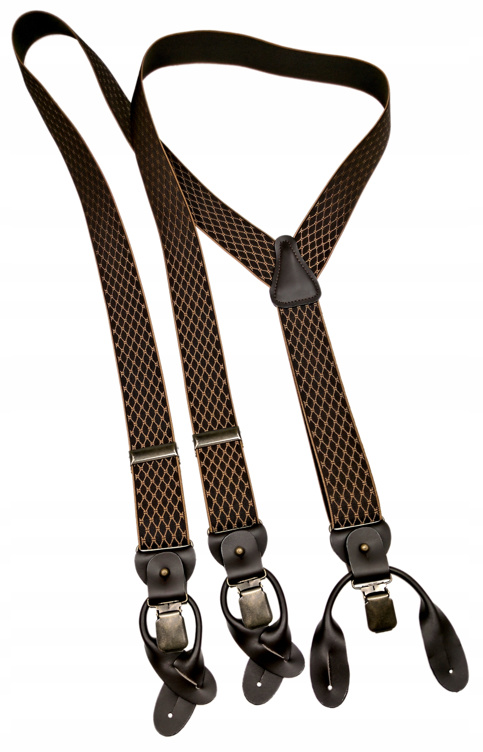 Szelki 2w1 na guziki GUMA STARE ZŁOTO BRĄZ PATYNA Materiał dominujący guma