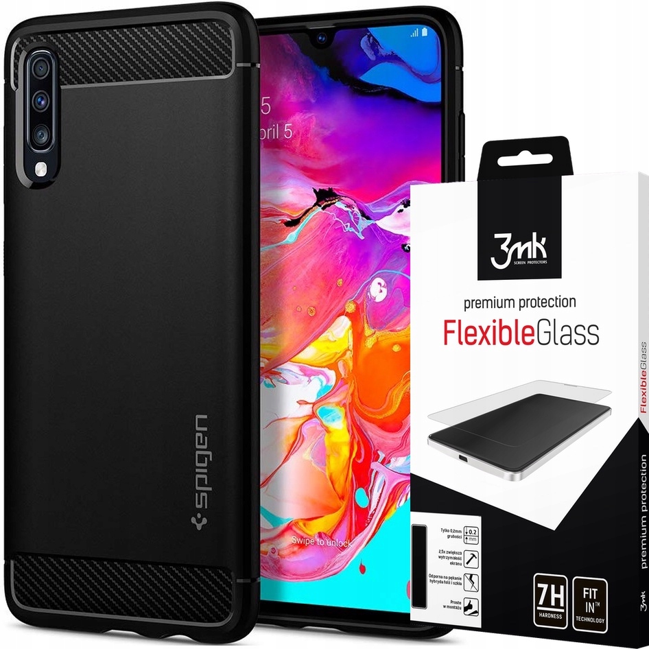 

Etui Spigen Rugged Armor Do Galaxy A70 + Szkło 3MK