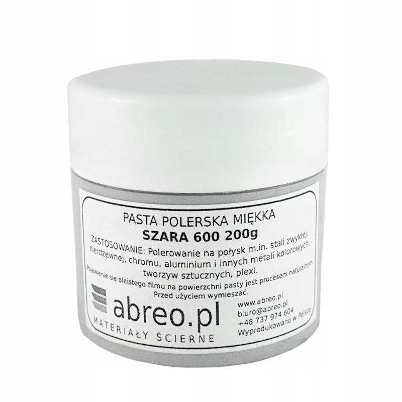 PASTA POLERSKA MIĘKKA SZARA 600 STAL INOX ALU PLEX
