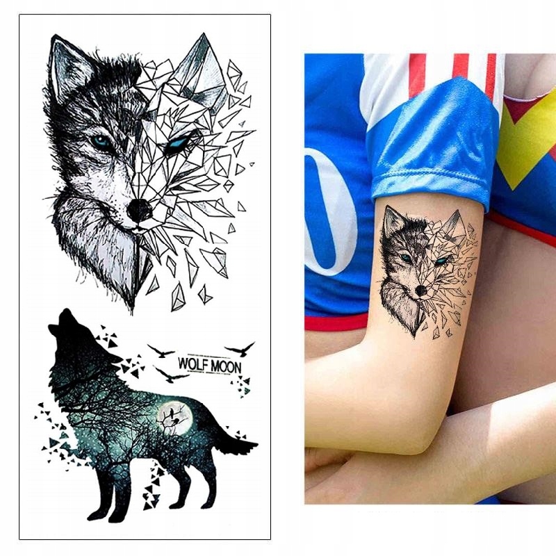 K11 TATUAŻ ZMYWALNY TYMCZASOWY WILK KSIĘŻYC 9x19