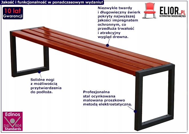 ŁAWKA DREWNIANA BEZ OPARCIA PARKOWA STALOWA 180 CM EAN (GTIN) 5905357003993