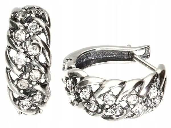 

Kolczyki Srebrne z cyrkoniami Chałka oksyda kółka