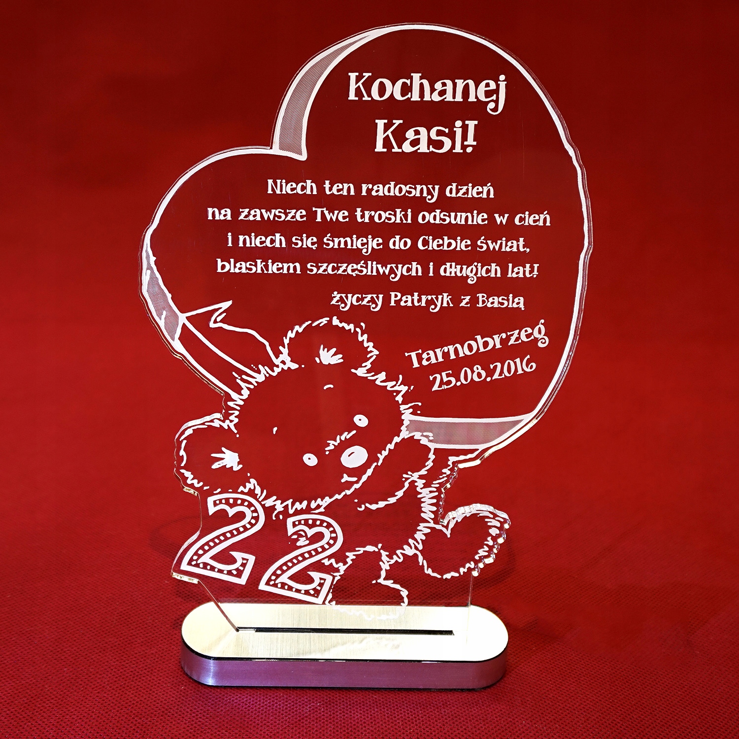 Statuetka akryl Prezent na Walentynki Twój tekst Marka Multigraw