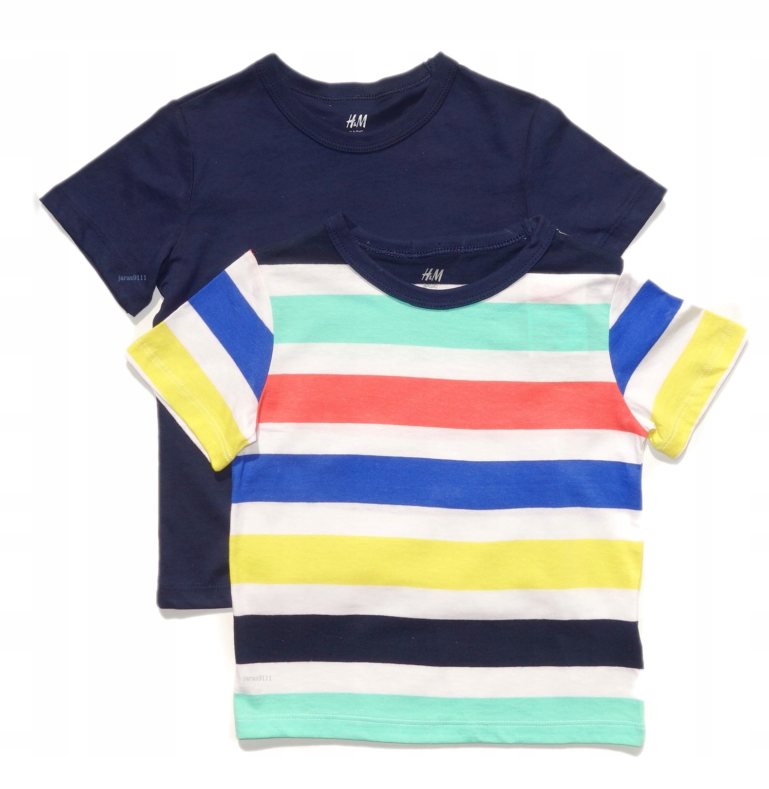 

H&m 2 Pack Koszulki Krótki Rękaw Paski 122/128