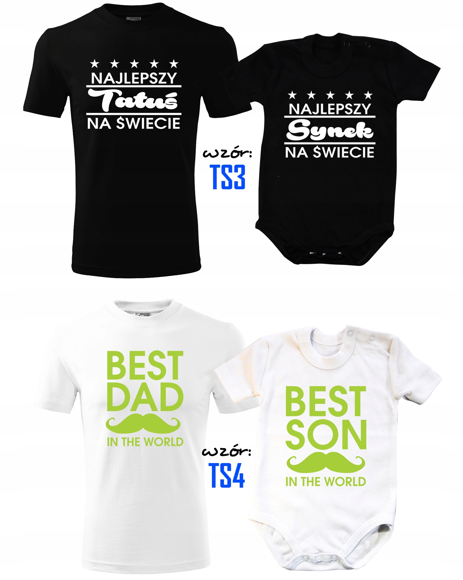 ZESTAW MĘSKA KOSZULKA DLA TATY I BODY DLA SYNA Rozmiar niestandardowy