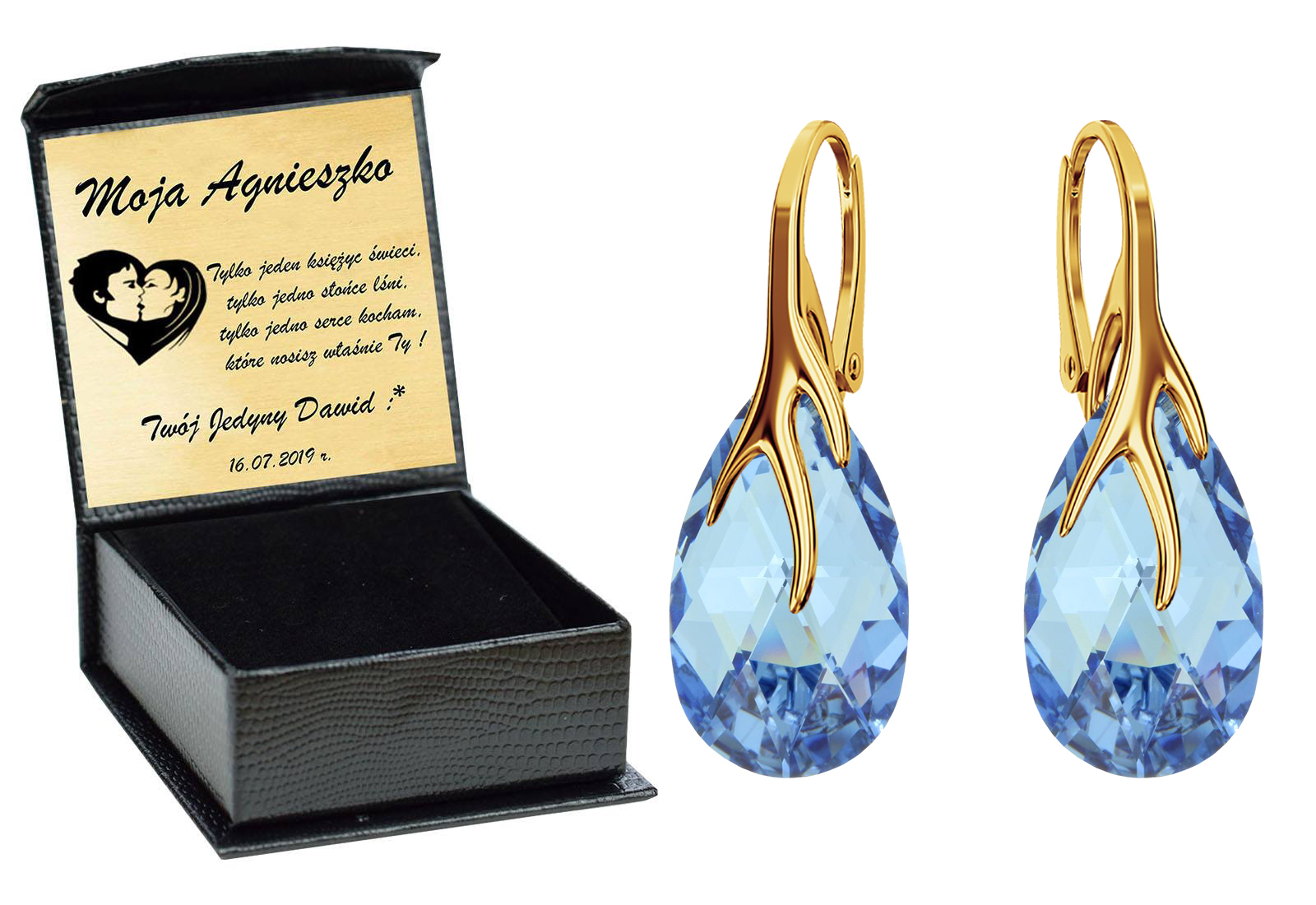 

Drapieżne Kolczyki Swarovski Złote 925 Grawer