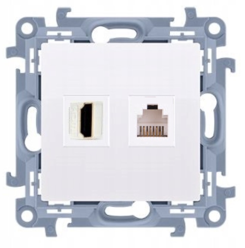 

Simon 10 Gniazdo Hdmi + Komputerowe RJ45 Białe