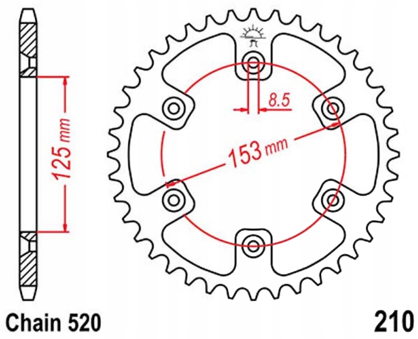 Zadní ozubené kolo Jt R 38-53 zubů HM-Moto Crm 490 X ie 07-08 Nové