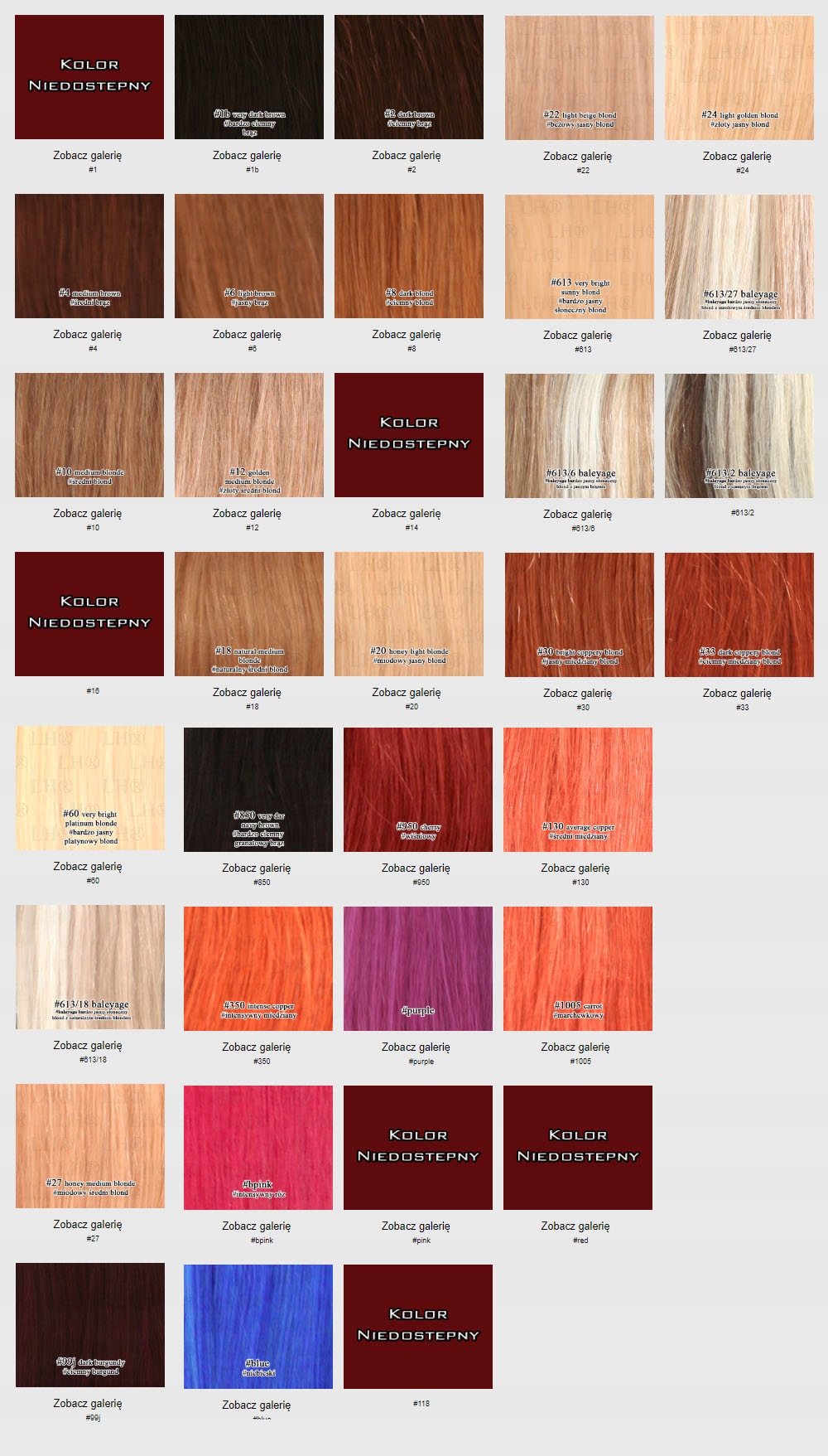 WŁOSY NATURALNE 20 PASM 55-60 CM POD RINGI 22itip Kolor włosów inny