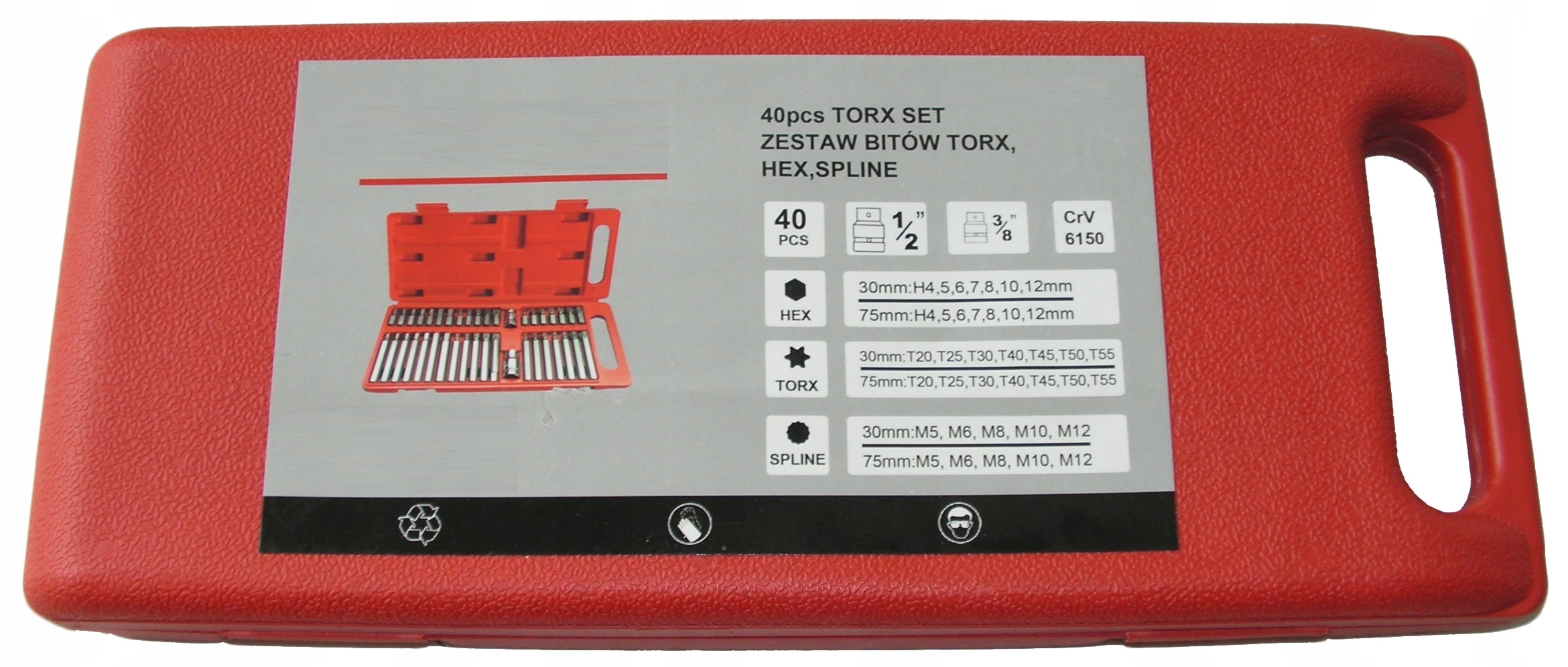 Zestaw bitów imbus torx spline HEX 40 cz walizka Marka Silver