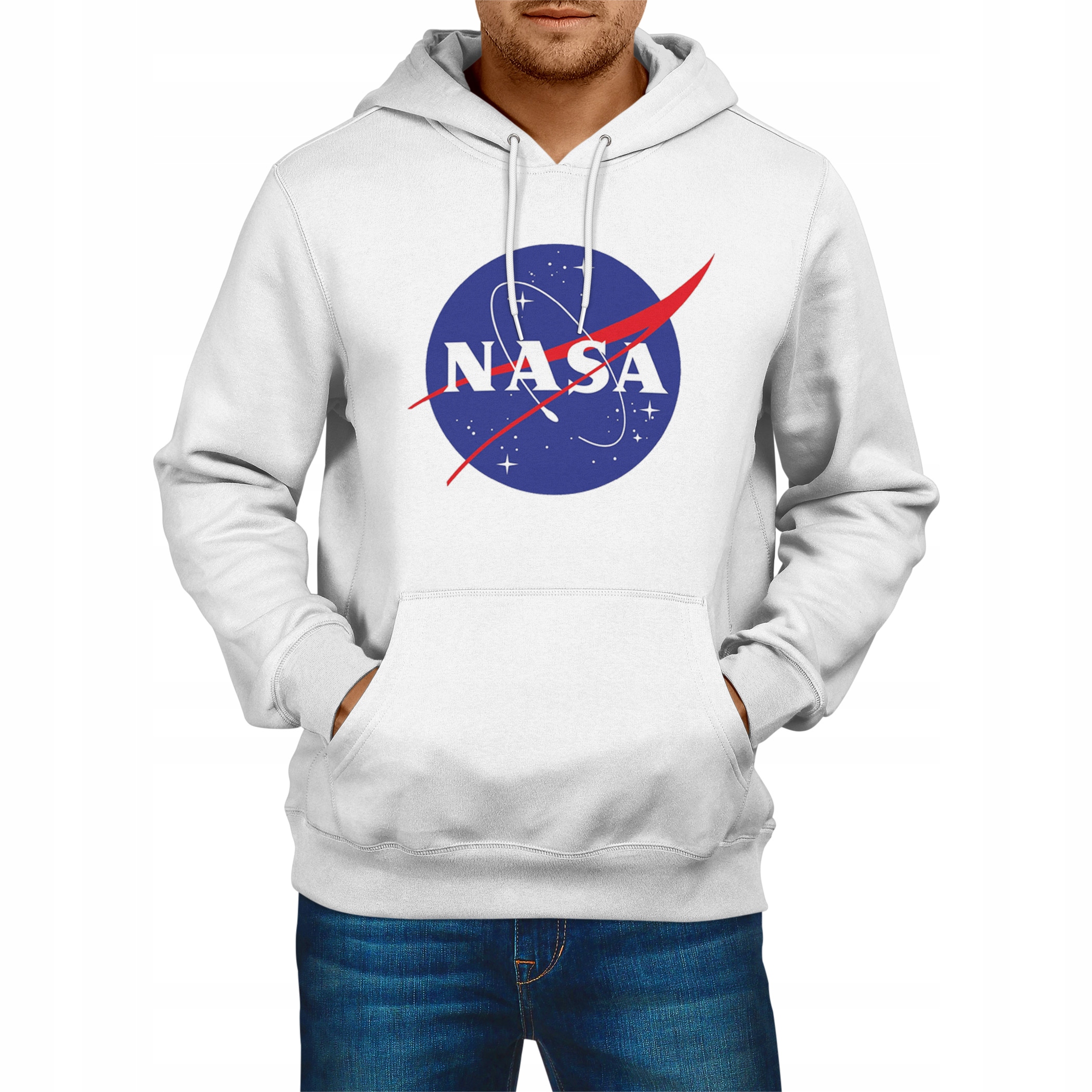 

Bluza Nasa męska z kapturem, na prezent, biała XL