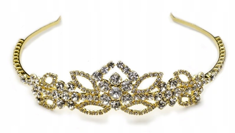 Pozlacený diadém Tiára Jablonex Kiara Čelenka Svatba