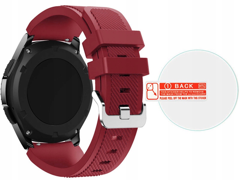 

Bordowy Pasek Smartwatch Samsung Gear S3 + Szkło