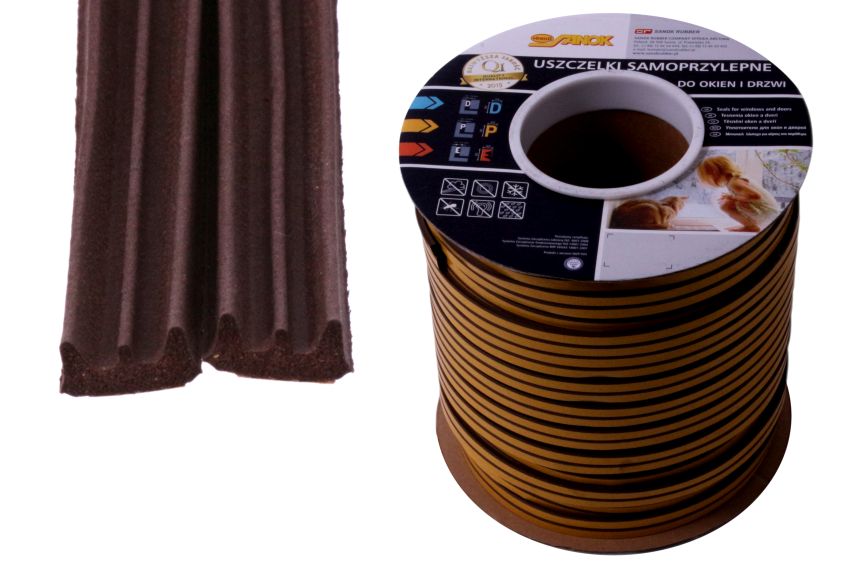 USZCZELKA DO OKIEN I DRZWI PROFIL E 9x4 1m BRĄZ