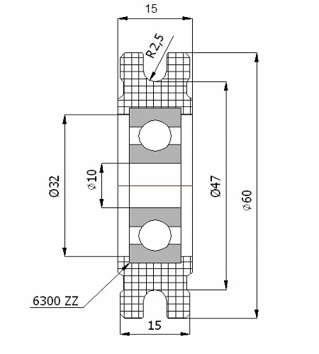 fi 60 ROLKI NA LINKĘ 5 mm BLOCZKI ROLKA FI 10 Marka Zabi