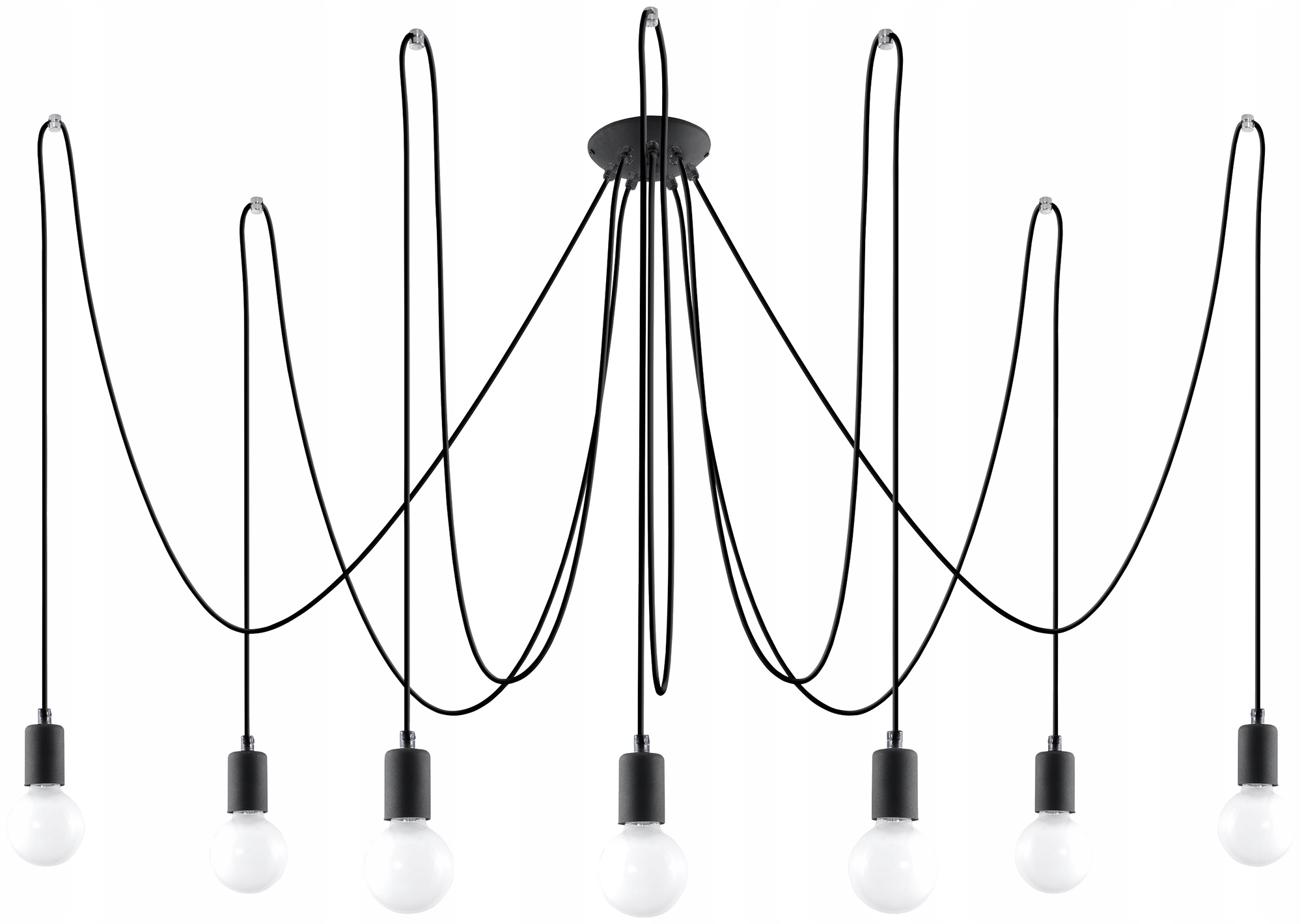 Żyrandol Edison 7 czarny loft do jadalni i kuchni Sollux led