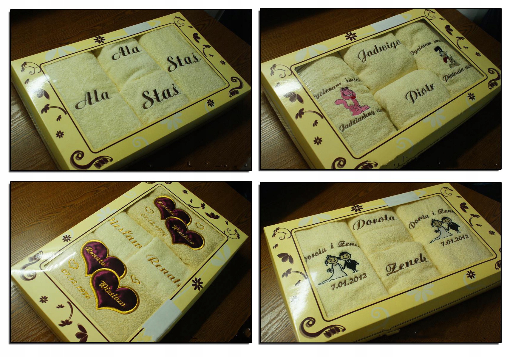 Duże Ręczniki z Twoim haftem Ślub Rocznica święta prezent Walentynki Waga produktu z opakowaniem jednostkowym 2.2 kg