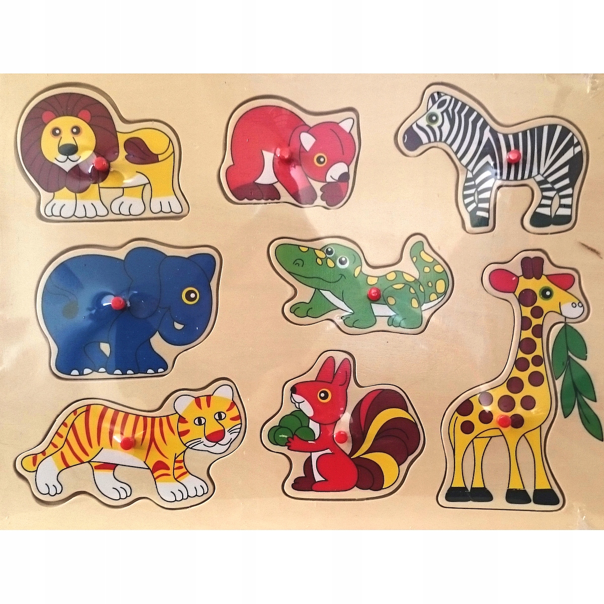 

Puzzle Drewniane Układanka Zoo Z Pinezkami Sorter