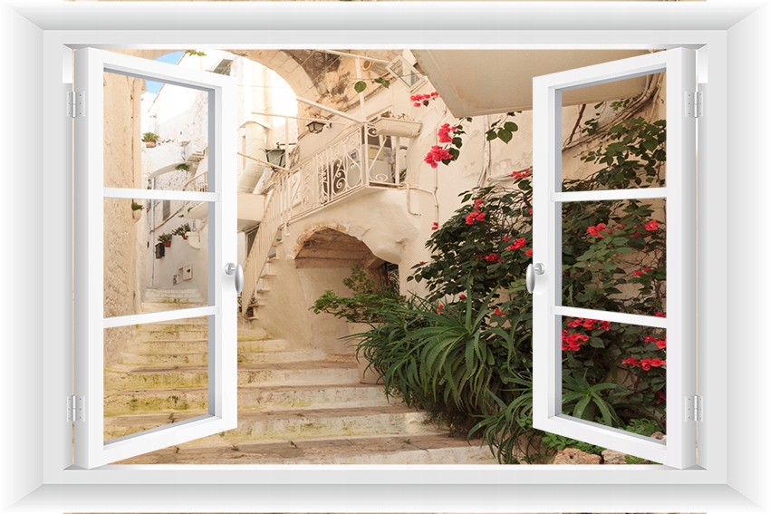 

Fototapeta Okno 3D Uliczka Miasto Widok 150x100