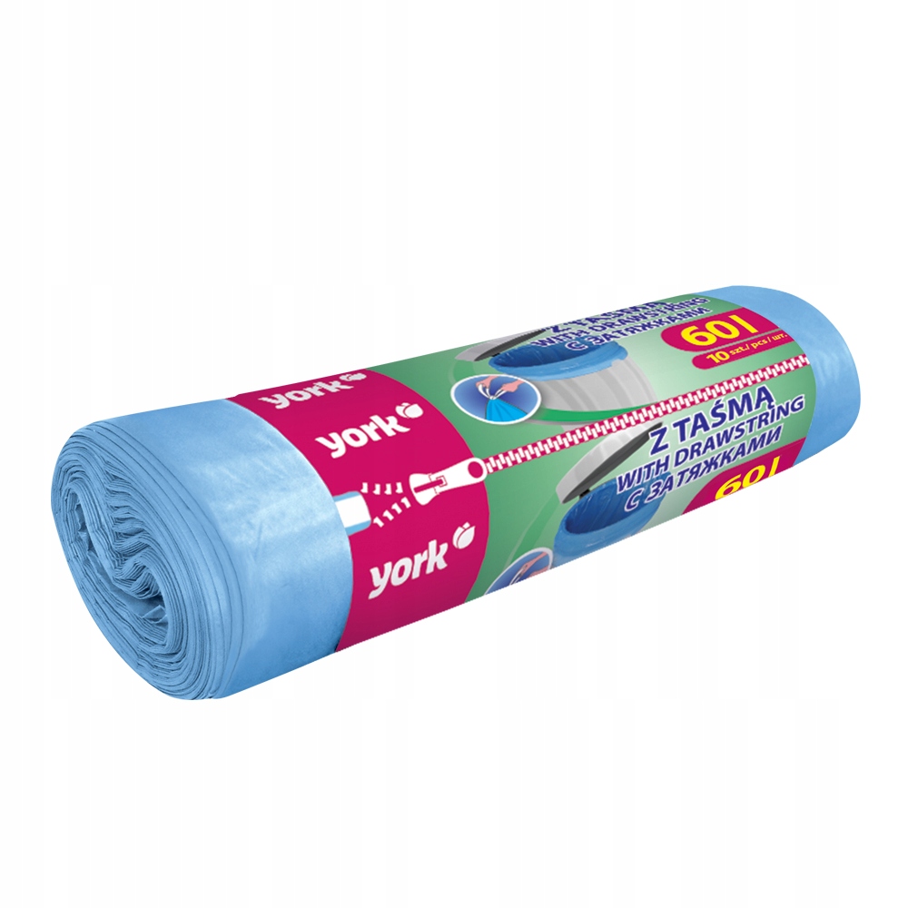 

York Worki na śmieci z taśmą uniwersalne 60L mocne