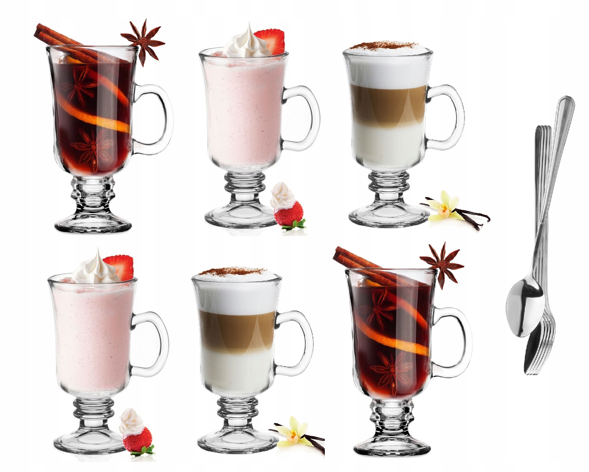 

Kubki do kawy Latte Irish 200ml łyżeczki